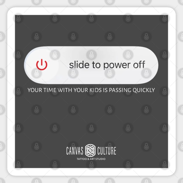 Turn it Off - Kids Sticker by Canvas Culture Tattoo & Art Studio